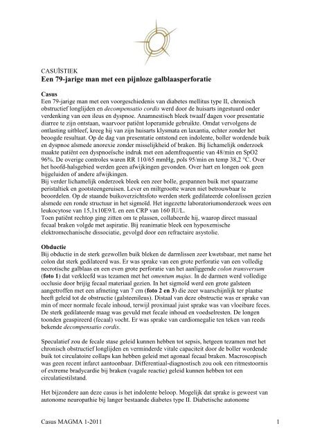Casuïstiek 2 - Pijnloze galblaasperforatie