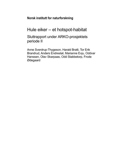 Hule eiker – et hotspot-habitat - NINA