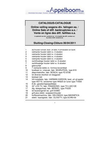 CATALOGUS-CATALOGUE Online veiling wegens div. falingen ea ...