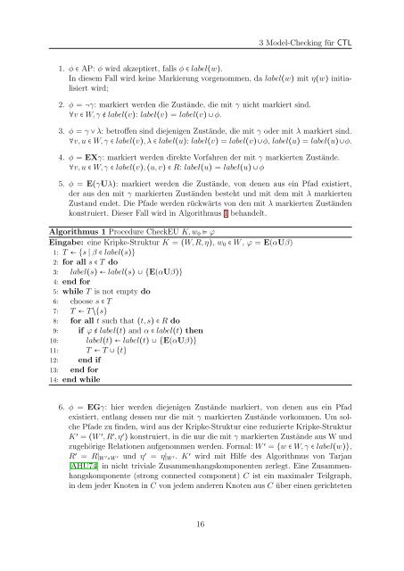 Effizientes Model-Checking für CTL - Institut für Theoretische ...