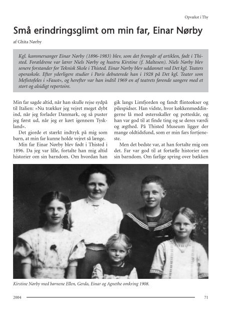 Sma Erindringsglimt Om Min Far Einar Norby Thisted Museum