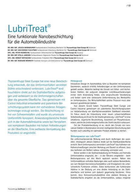 ThyssenKrupp techforum 1/2011 (PDF, 13,8 MB)