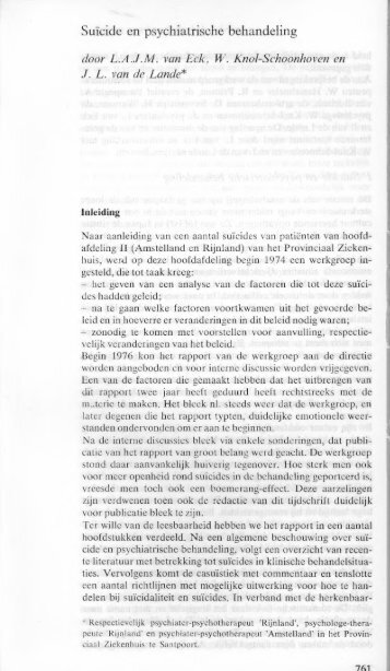 Suïcide en psychiatrische behandeling - Tijdschrift voor Psychiatrie