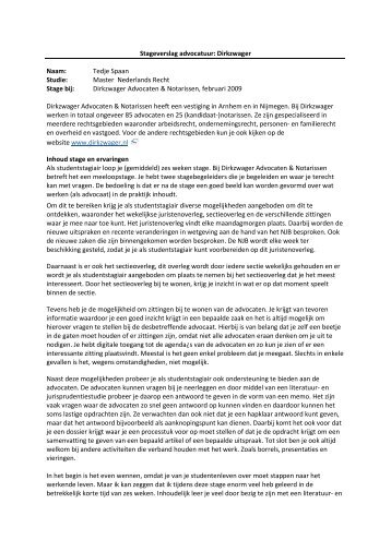 Stageverslag advocatuur: Dirkzwager Naam ... - Tilburg University