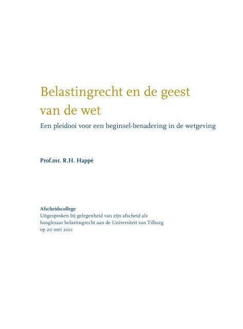 Belastingrecht en de geest van de wet - Tilburg University