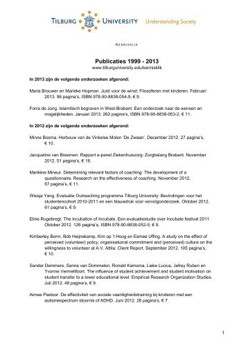 Publicatielijst Kennisklik 1999-2013 - Tilburg University