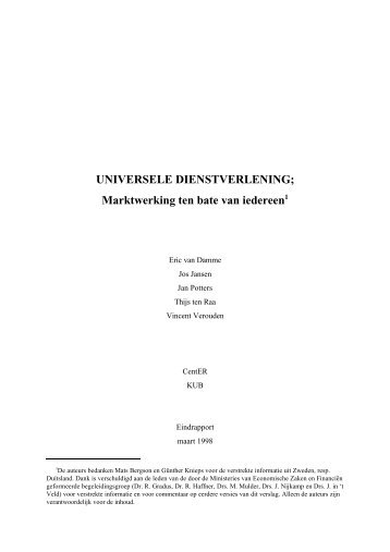 UNIVERSELE DIENSTVERLENING; Marktwerking ten bate van ...