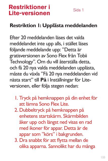 Tobii Sono Flex manual för iPhone