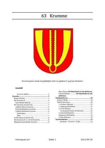 63 Krumme - Gunnar Tonnquists släktbok