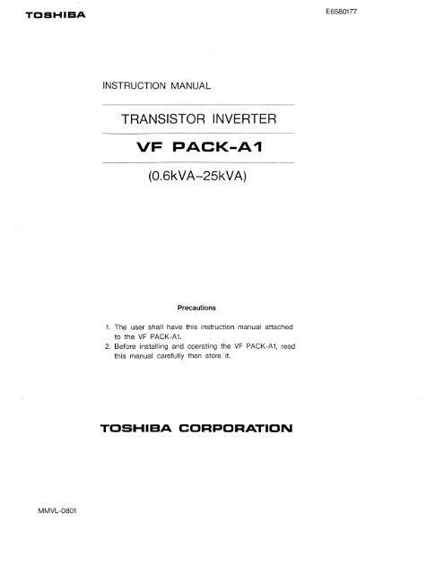 VF Pack-A1 0.6-25kVA Manual - Toshiba