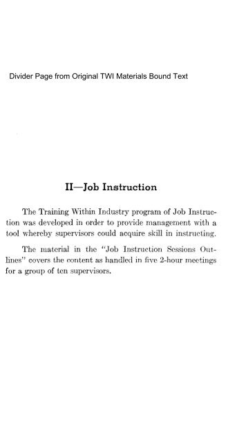 Job Instruction Manual - Training Within Industry Service