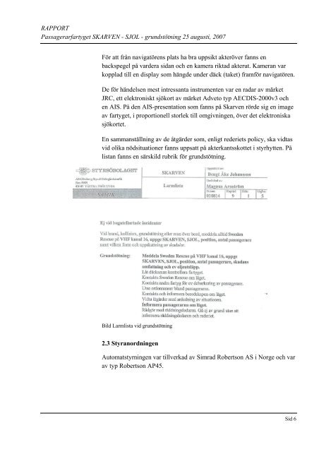 Passagerarfartyget SKARVEN, SJOL - Transportstyrelsen