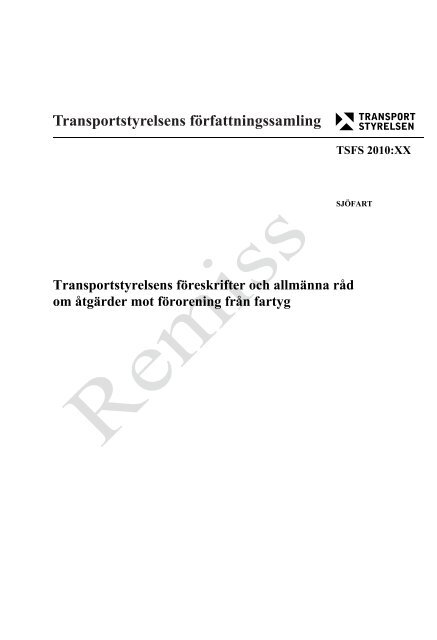Föreskrift: författningsrubrik - Transportstyrelsen