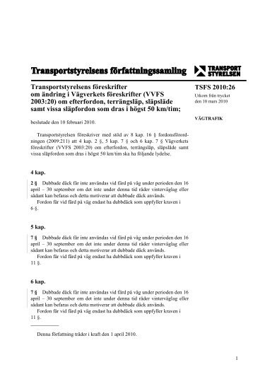 TSFS 2010:26 - Transportstyrelsen