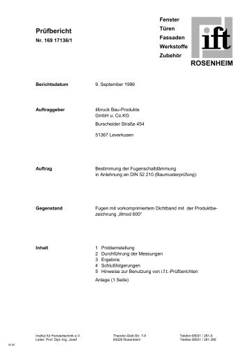 Prüfbericht Ift Rosenheim