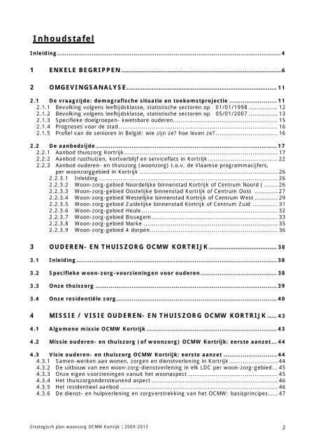 STRATEGISCH PLAN WOONZORG 2009 – 2013 - Stad Kortrijk