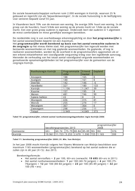 STRATEGISCH PLAN WOONZORG 2009 – 2013 - Stad Kortrijk