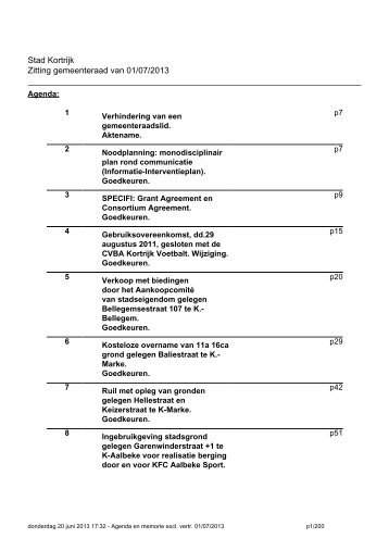 Stad Kortrijk Zitting gemeenteraad van 01/07/2013