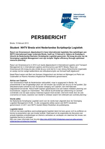 15.02.2013 Nederlandse Scriptieprijs Logistiek - Nhtv