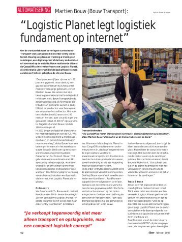 “Logistic Planet legt logistiek fundament op internet” - TTM.nl