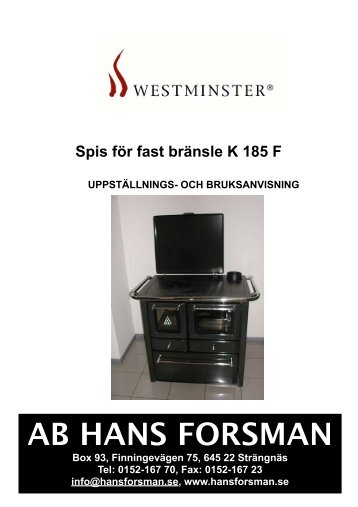 Bruksanvisning K185F.pdf - AB Hans Forsman