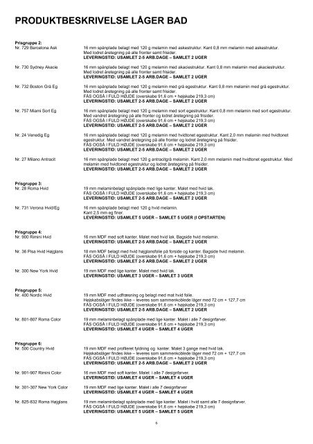 Tvis GDS prisliste - Tvis Køkkener