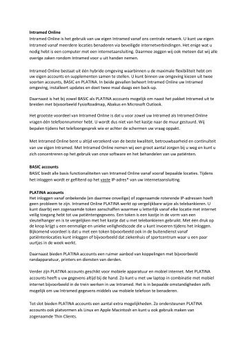 Intramed Online Intramed Online is het gebruik van uw eigen ...