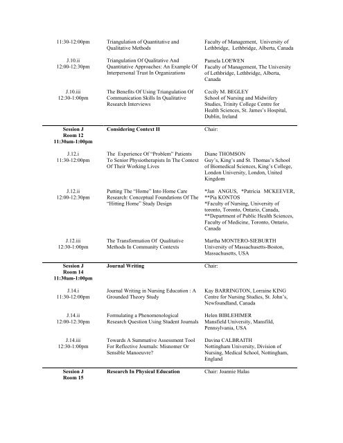 CONCURRENT SESSIONS - University of Alberta