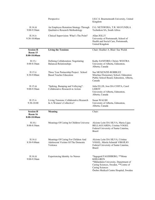 CONCURRENT SESSIONS - University of Alberta