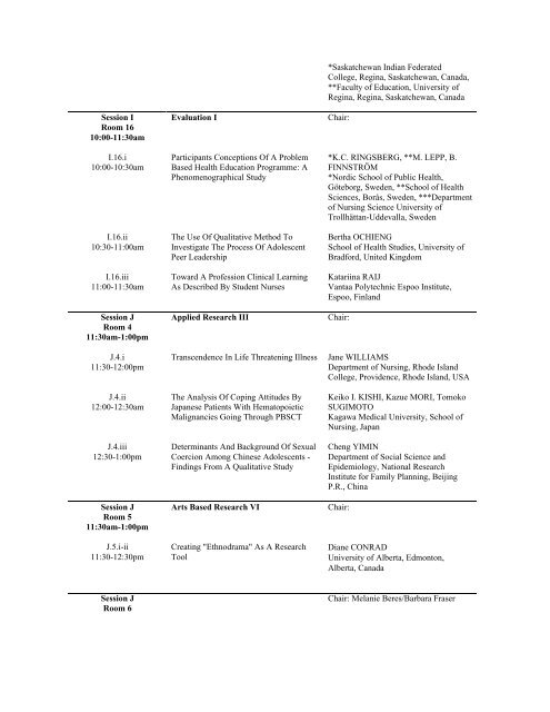 CONCURRENT SESSIONS - University of Alberta