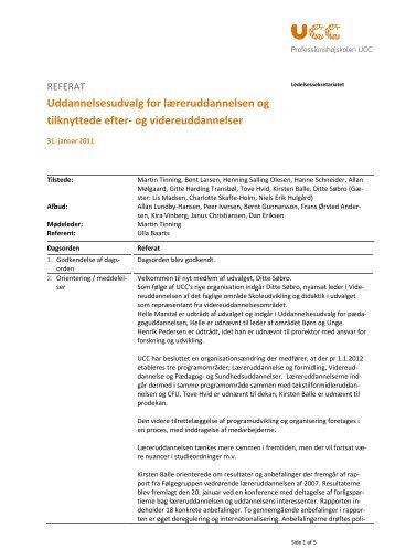 Referat - Professionshøjskolen UCC