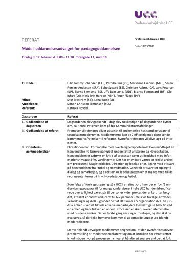 REFERAT - Professionshøjskolen UCC