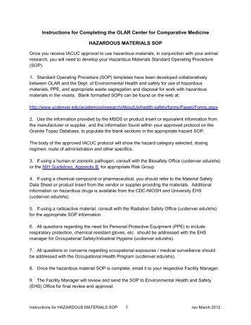 HazMatSOP Instructions.pdf - University of Colorado Denver