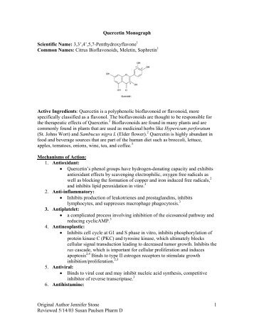 Quercetin Monograph - University of Colorado Denver