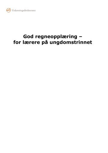 God regneopplæring – for lærere på ungdomstrinnet - Udir.no