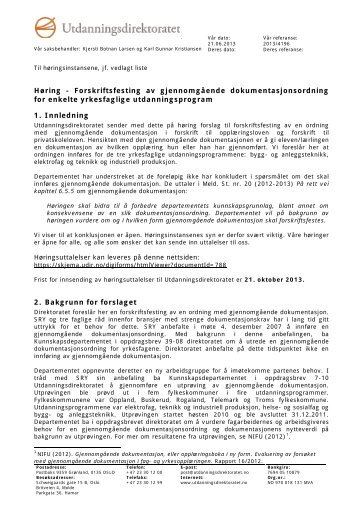 Høring - Forskriftsfesting av gjennomgående ... - Udir.no