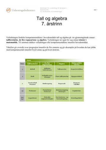 Tall og algebra, 7. årstrinn (395 kb) - Udir.no