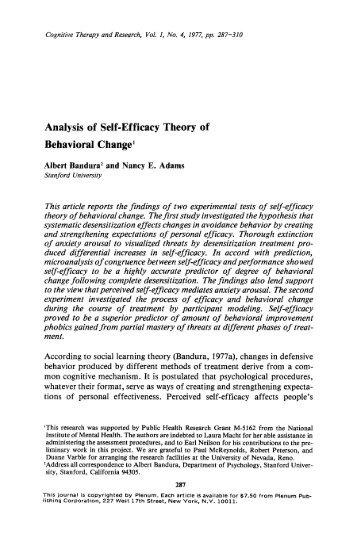 Analysis of self-efficacy theory of behavioral change