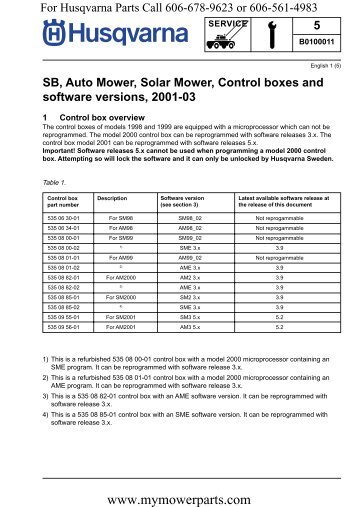Service Bulletin, Auto Mower/ Solar Mower, Control Boxes and ...