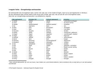 Irregular Verbs – Onregelmatige werkwoorden - De Digitale School