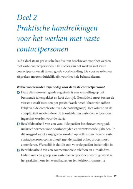 Blauwdruk vaste contactpersoon in de oncologische ... - UMC Utrecht