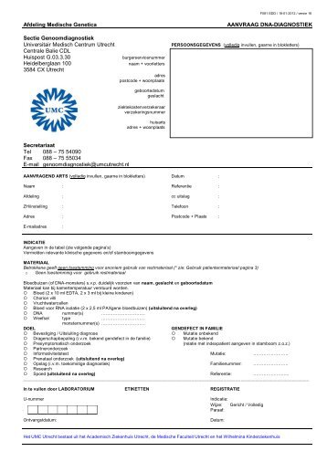 Aanvraag formulier genetica - UMC Utrecht