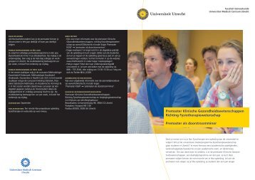 Premaster Klinische Gezondheidswetenschappen ... - UMC Utrecht