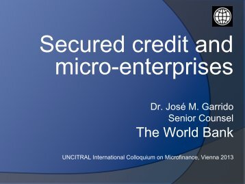 Secured credit and micro-enterprises - uncitral