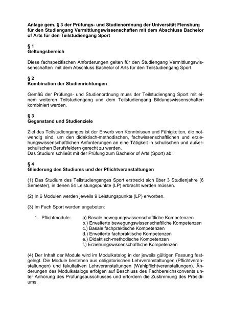 BA: Neue Prüfungsordnung - Universität Flensburg