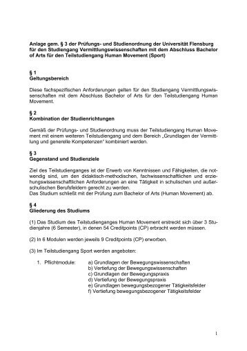 BA: Alte Prüfungsordnung - Universität Flensburg