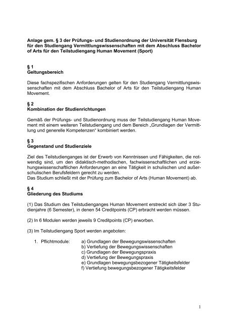 BA: Alte Prüfungsordnung - Universität Flensburg