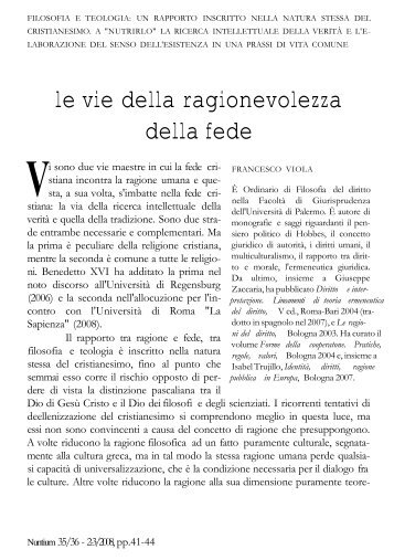 le vie della ragionevolezza della fede - Università di Palermo