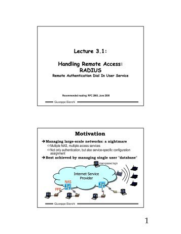 Lecture 3.1: Handling Remote Access: RADIUS Motivation