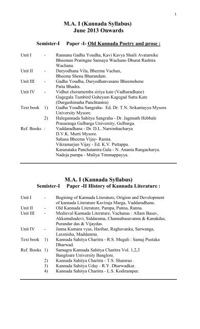 Kannada Syllabus - shivaji university,kolhapur